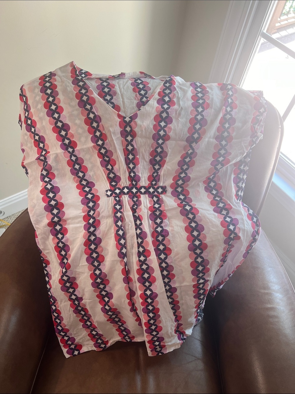 Boden Pink and Navy Geometric Print Tunic cover up
